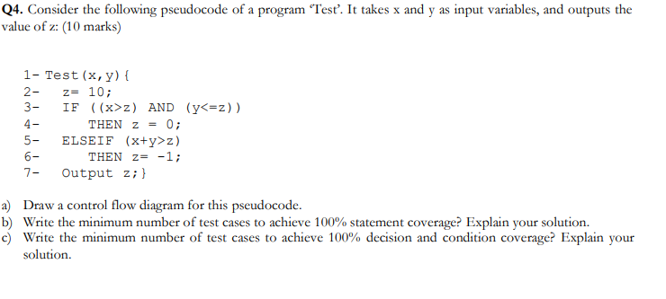 Solved Q4. Consider The Following Pseudocode Of A Program | Chegg.com