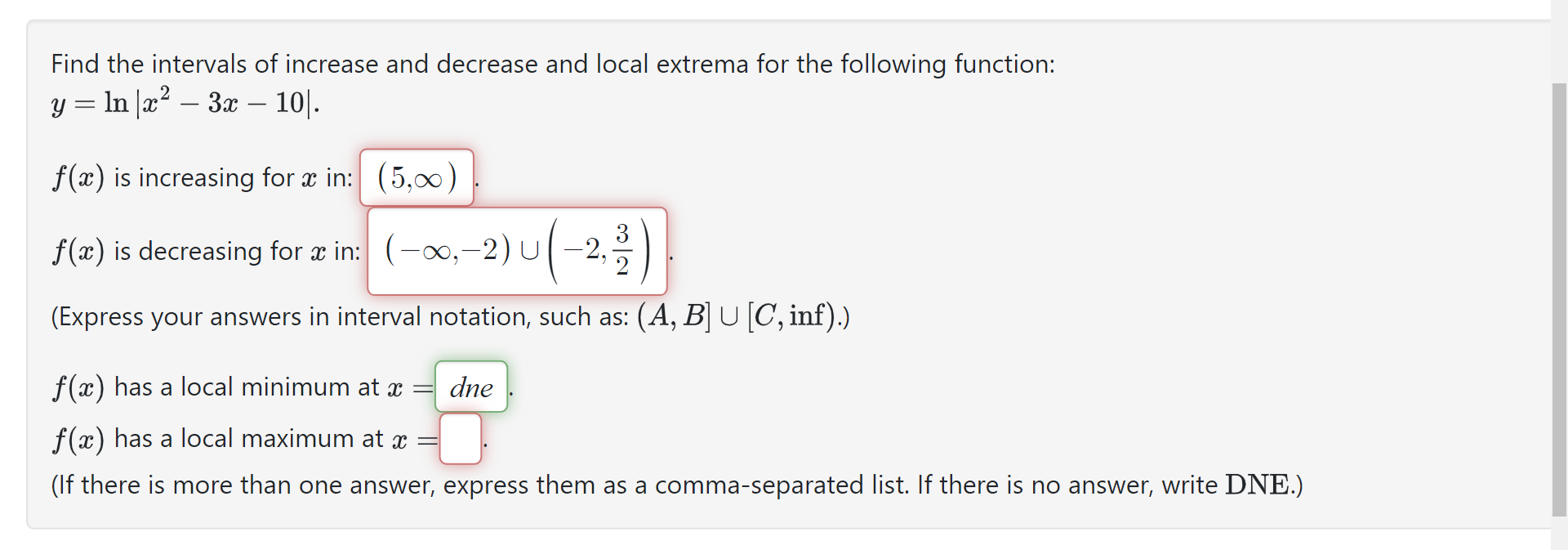 Solved Find the intervals of increase and decrease and local | Chegg.com