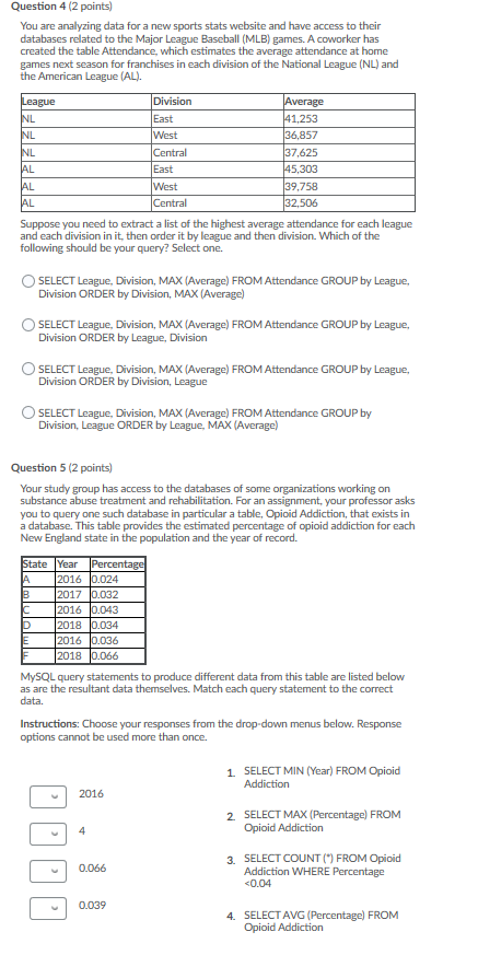 Solved Question 4 (2 points) You are analyzing data for a | Chegg.com