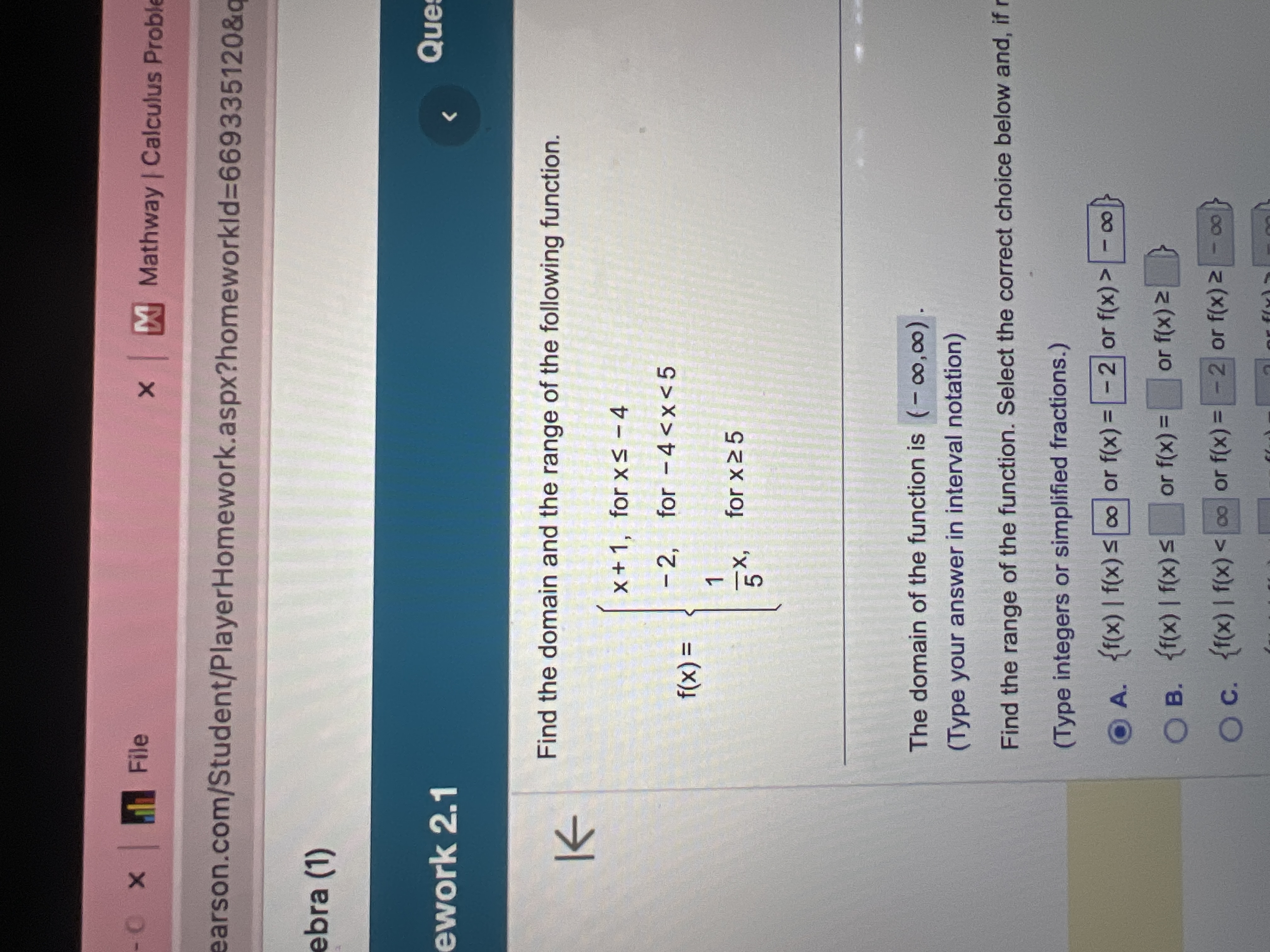 Solved Find the domain and the range of the following | Chegg.com