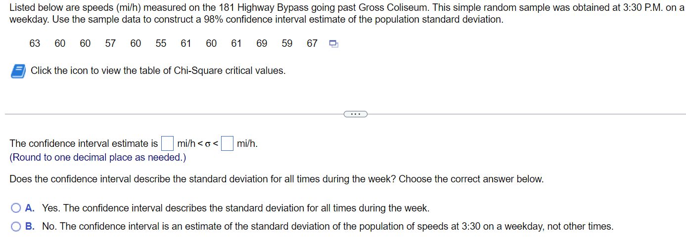 Table of Chi-square critical values 