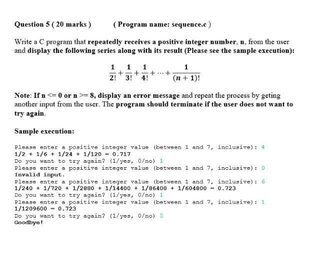 Solved Question 5 ( 20 marks ) ( Program name: | Chegg.com