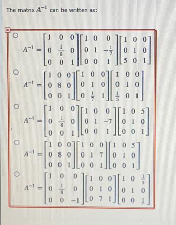 Solved The matrix A- can be written as: A-= 0 0 0110 011 0 0 | Chegg.com