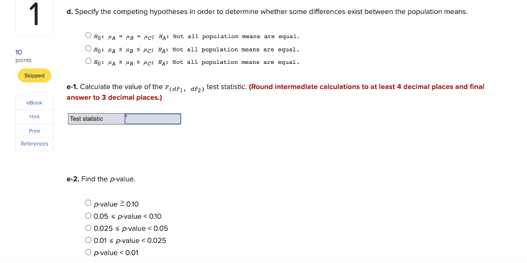 Solved 1 A random sample of five observations from three | Chegg.com