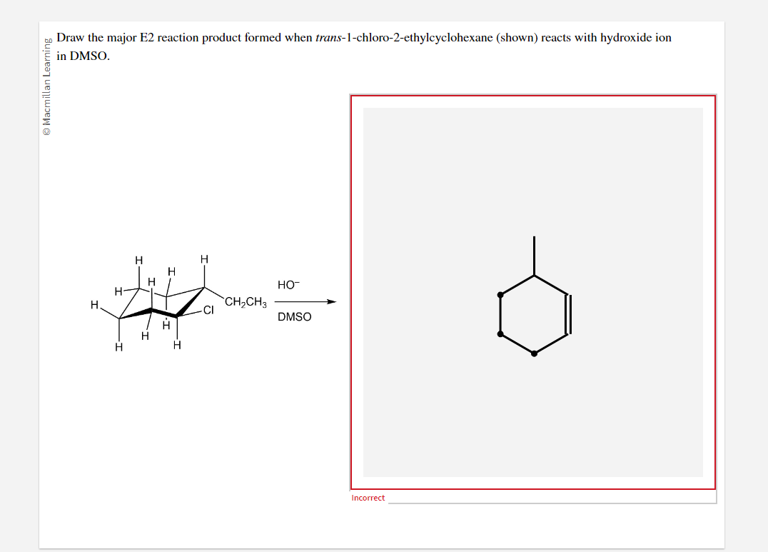 Solved Draw the major E2 reaction product formed when