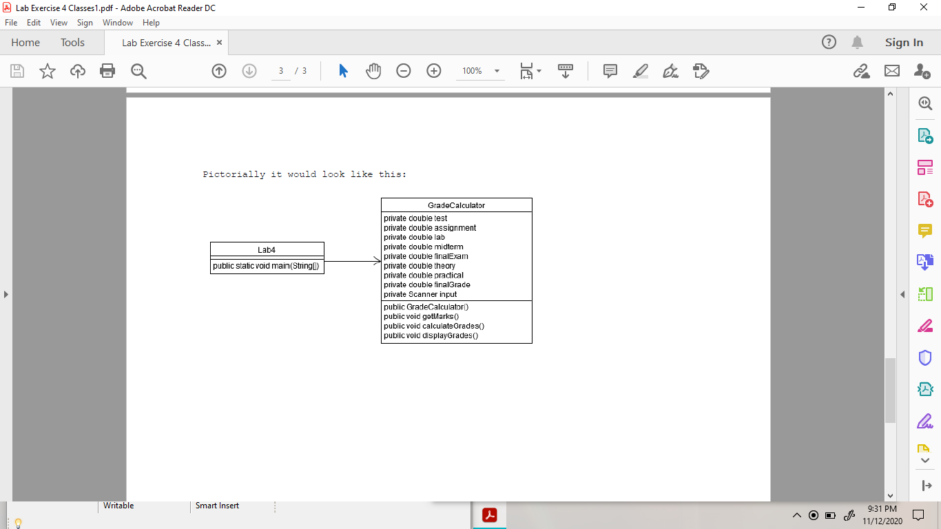 - х Lab Exercise 4 Classes1.pdf - Adobe Acrobat | Chegg.com