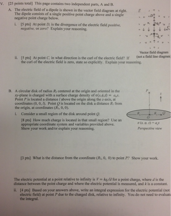 Solved V. [25 points total] This page contains two | Chegg.com