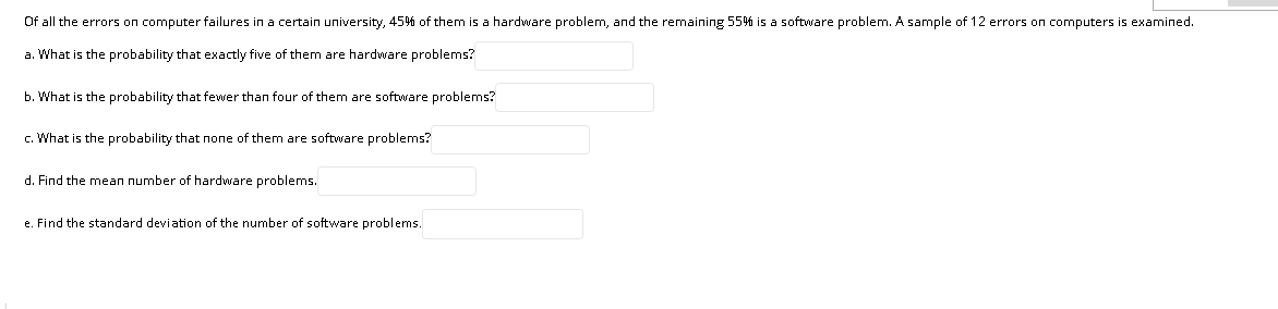 Solved Of all the errors on computer failures in a certain | Chegg.com