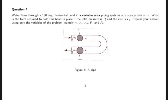Solved Question Water flows through a 180 deg. horizontal | Chegg.com