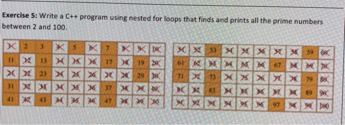 Solved Exercise 5: Write a C++ program using nested for | Chegg.com