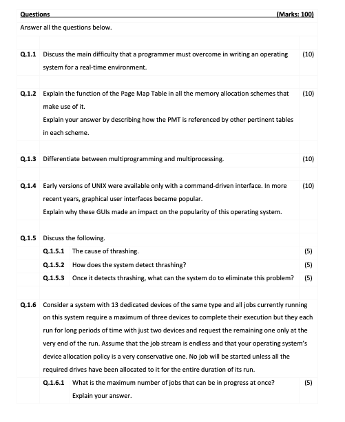 Solved Q.1.6 Consider a system with 13 dedicated devices of | Chegg.com