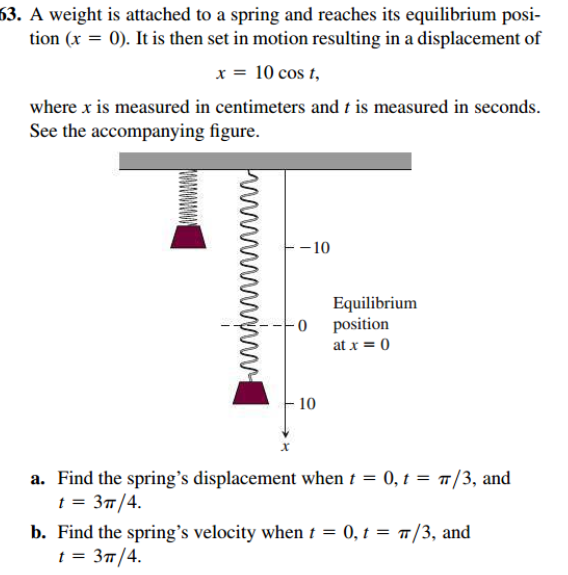 Solved 13. A weight is attached to a spring and reaches its | Chegg.com