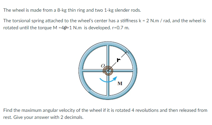 Solved The wheel is made from a 8-kg thin ring and two 1-kg | Chegg.com