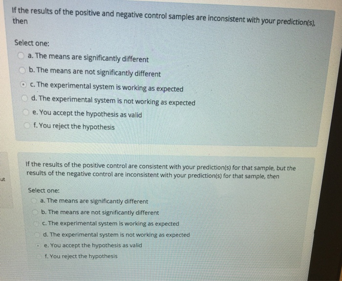 Solved If the results of the positive and negative control | Chegg.com