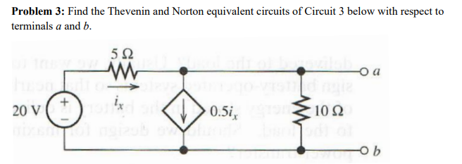 Solved Problem 3: Find The Thevenin And Norton Equivalent | Chegg.com