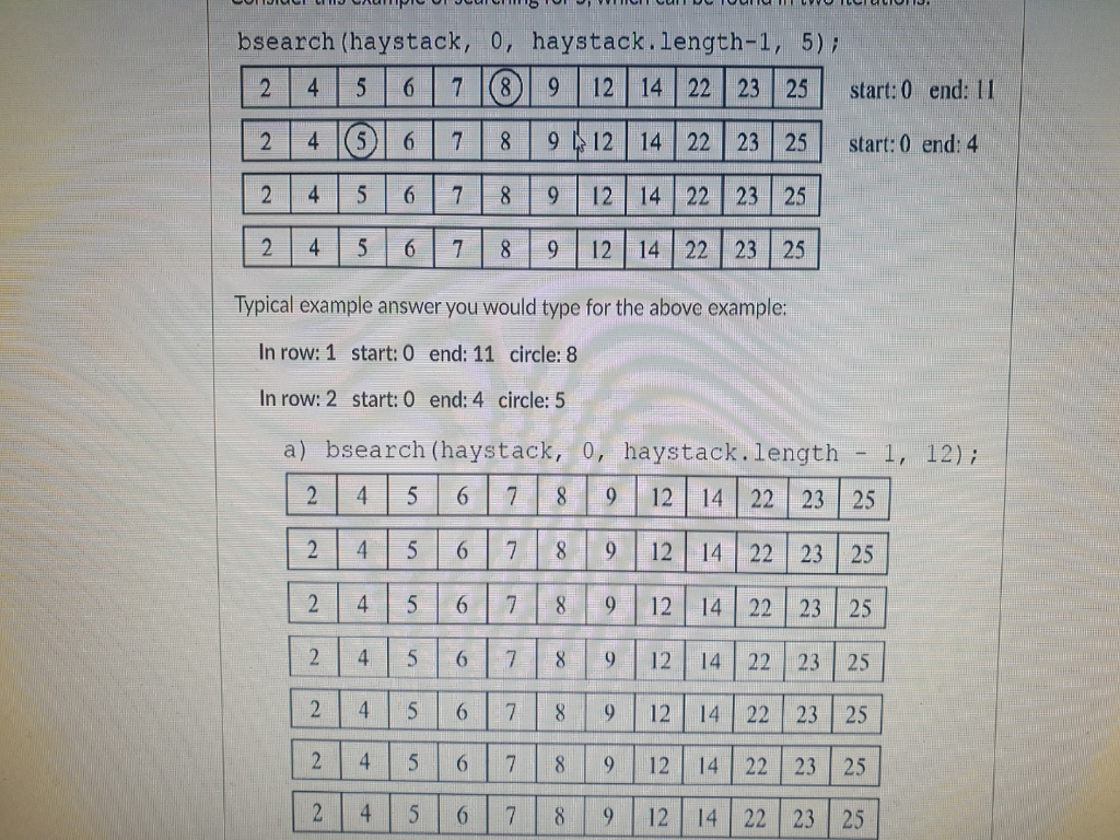 Solved Algorithm: Int Bsearch(int() Haystack, Int Start, Int | Chegg.com