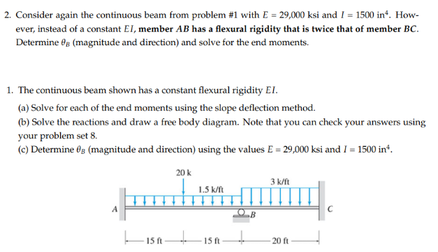 Solved 2. Consider again the continuous beam from problem #1 | Chegg.com