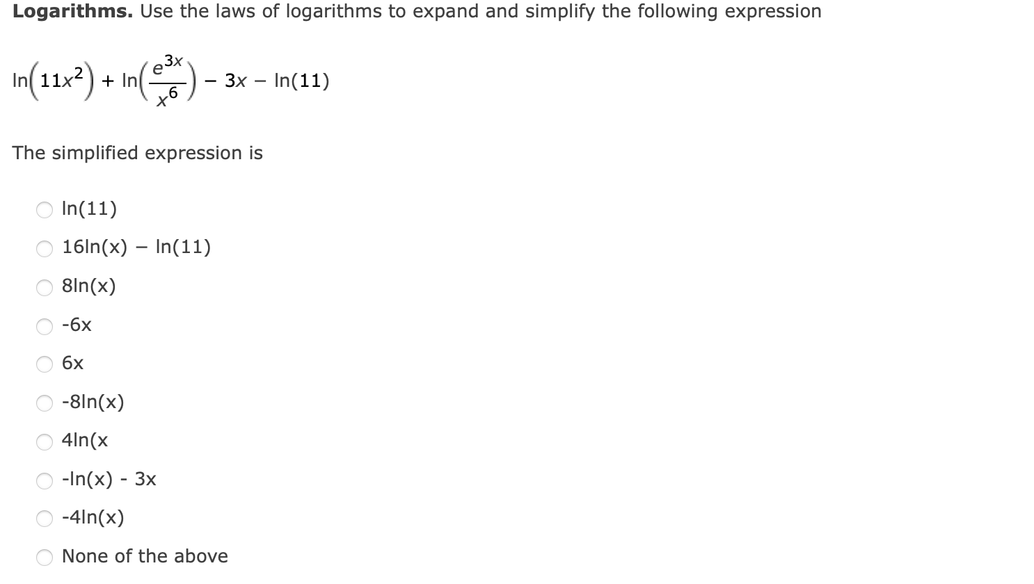 use rules of logarithms to expand