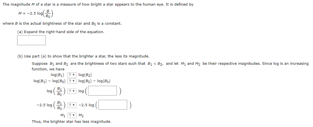 Solved The magnitude M of a star is a measure of how bright | Chegg.com