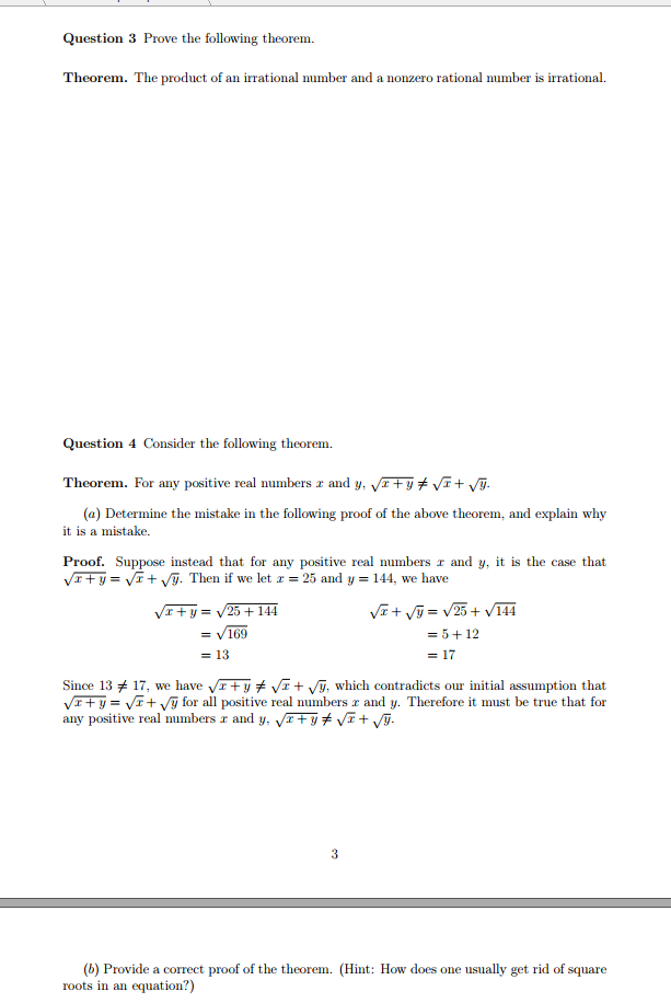 Solved Question 3 Prove The Following Theorem. Theorem. The | Chegg.com