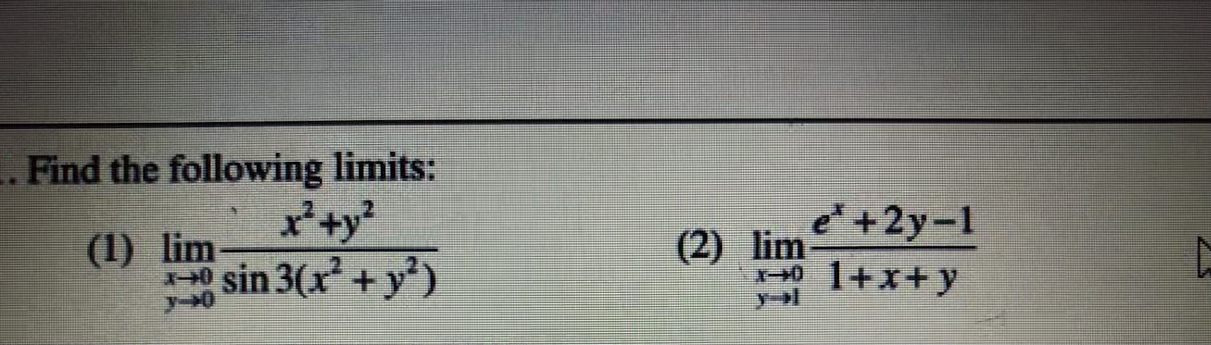 Solved Find the following limits: (1) | Chegg.com