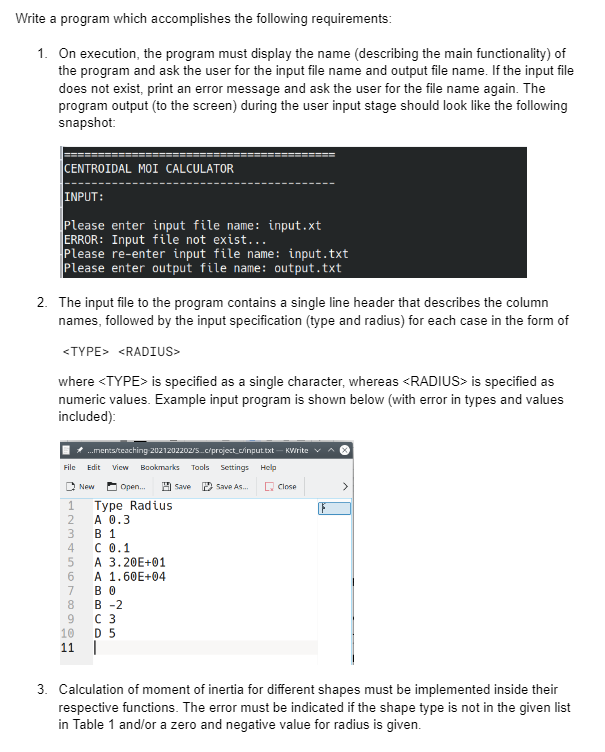 Write a program which accomplishes the following requirements:
1. On execution, the program must display the name (describing