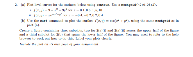 Solved 2. (a) Plot level curves for the surfaces below using | Chegg.com