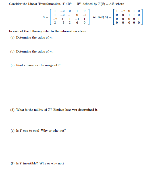 Solved linear algebra. Please answer A - C I will leave a | Chegg.com