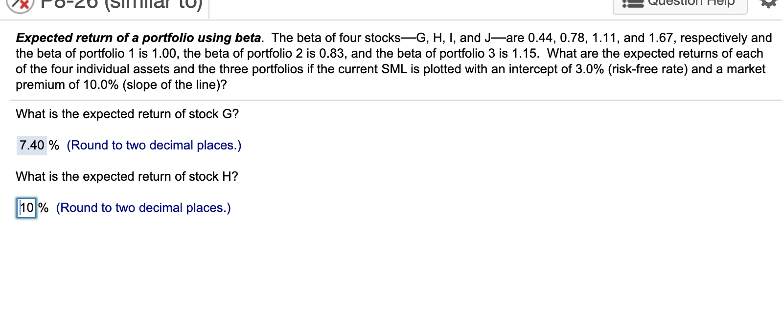 Solved Expected Return Of A Portfolio Using Beta The Bet Chegg Com