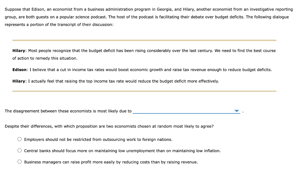 Solved Suppose that Edison, an economist from a business