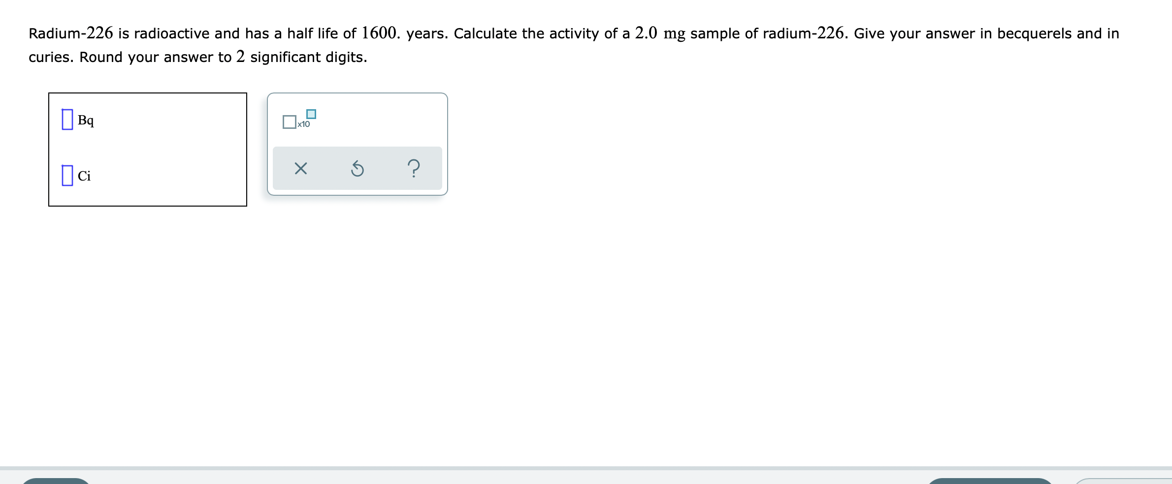 Solved a Radium-226 is radioactive and has a half life of | Chegg.com