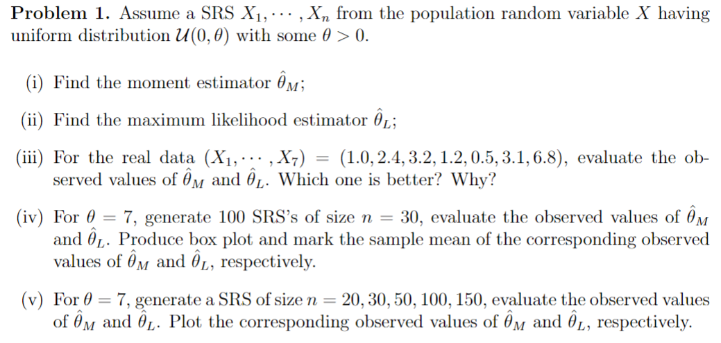 Solved Problem 1 Assume A Srs X1 From The Popu Chegg Com