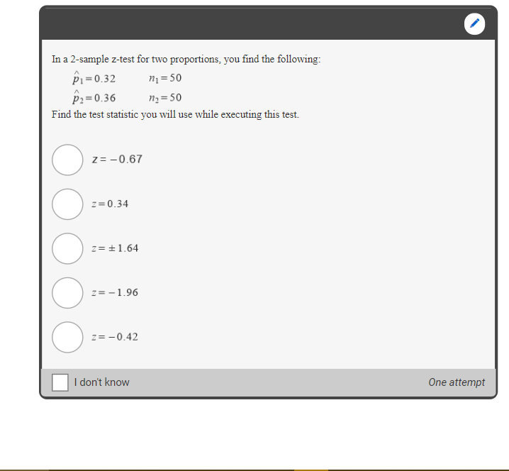 Solved In a 2-sample z-test for two proportions, you find | Chegg.com