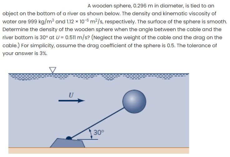 Solved A wooden sphere, 0.296 m in diameter, is tied to an | Chegg.com ...