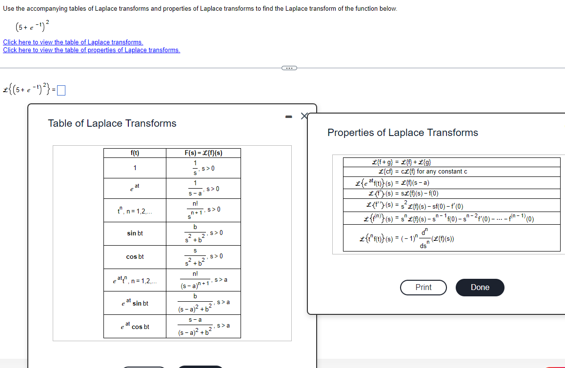 Solved Use The Accompanying Tables Of Laplace Transforms And | Chegg.com