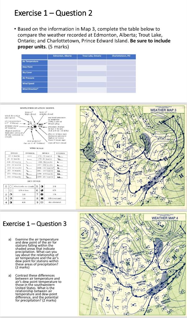 Solved Exercise 1 - WEATHER MAP INTERPRETATION Question 1 • | Chegg.com