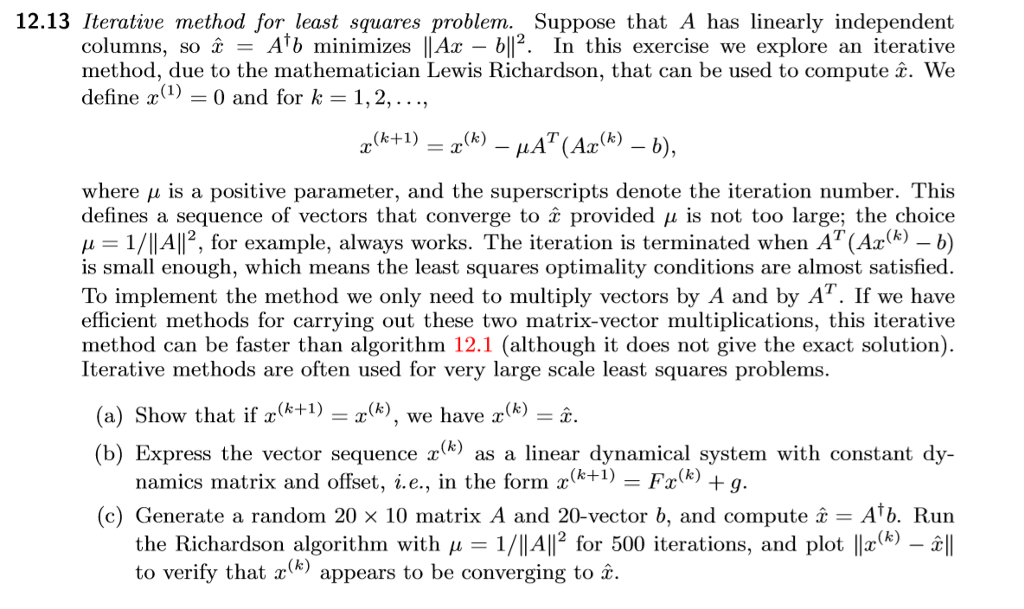 12.13 Iterative method for least squares problem. | Chegg.com