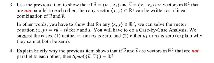 Solved are not parallel to each other, then any vector (x, y | Chegg.com