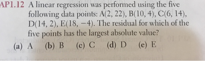 Solved AP1.12 A linear regression was performed using the | Chegg.com