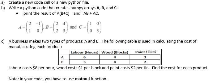 Solved a) Create a new code cell or a new python file. b) | Chegg.com