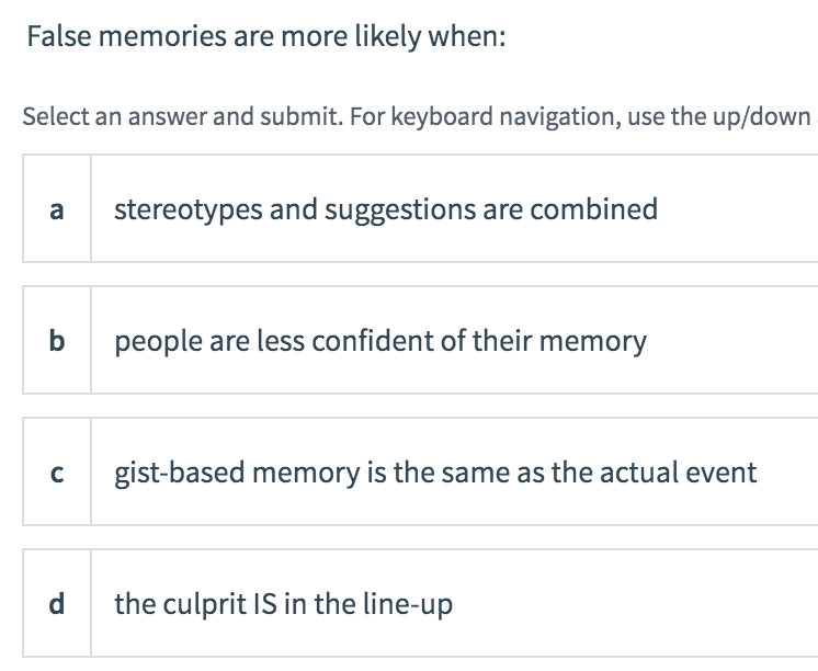 Solved False Memories Are More Likely When: Select An Answer | Chegg.com