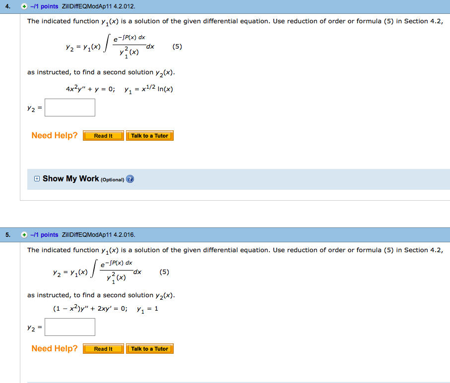 Solved 4. -11 Points ZillDiffEQModAp11 4.2.012. The | Chegg.com