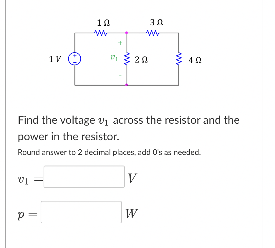 Solved Find the voltage v1 across the resistor and the power | Chegg.com