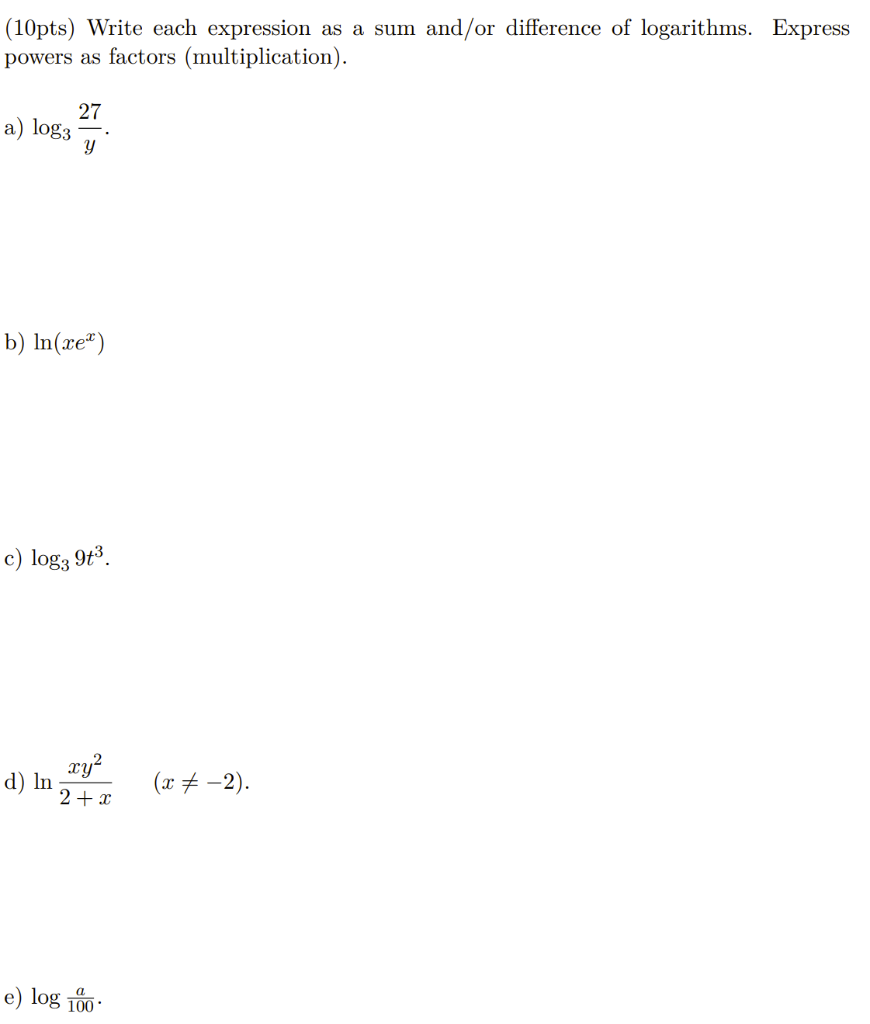 Solved (10pts) Write each expression as a sum and/or | Chegg.com