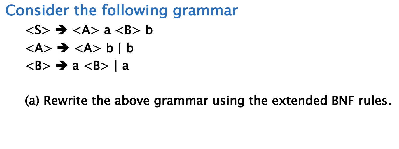 Consider The Following Grammar > A B | Chegg.com