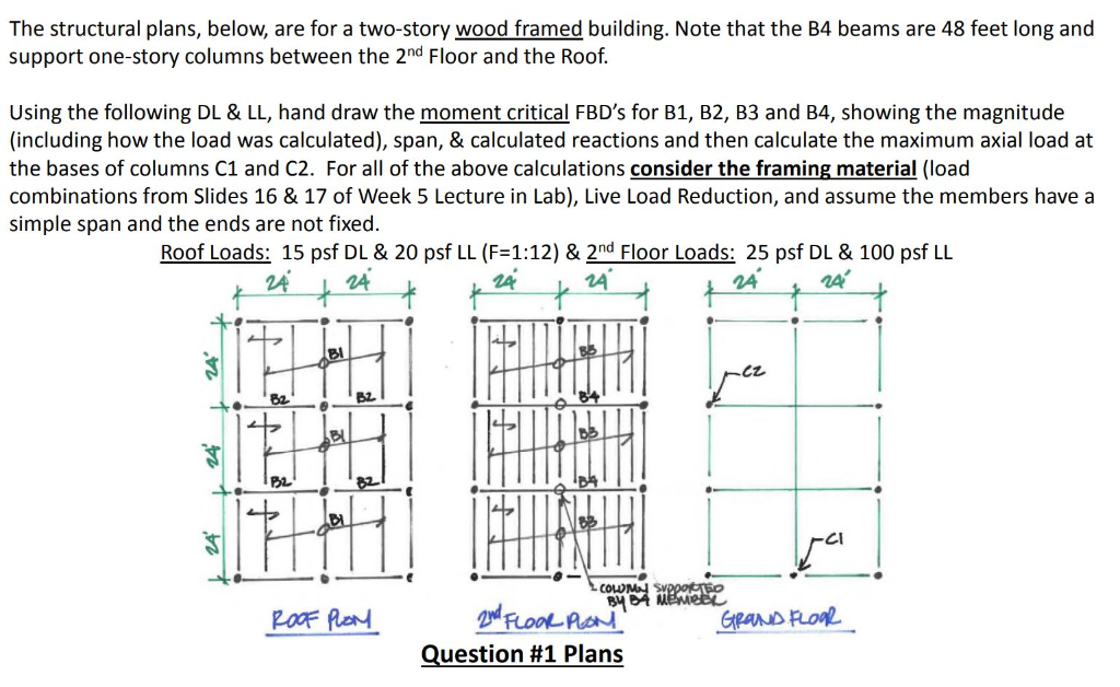 The structural plans, below, are for a two-story wood | Chegg.com