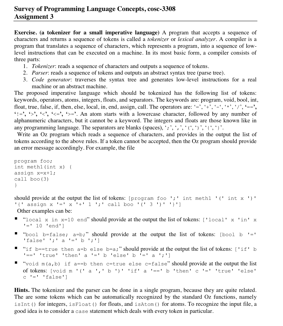 Solved Survey of Programming Language Concepts, cosc-3308 | Chegg.com