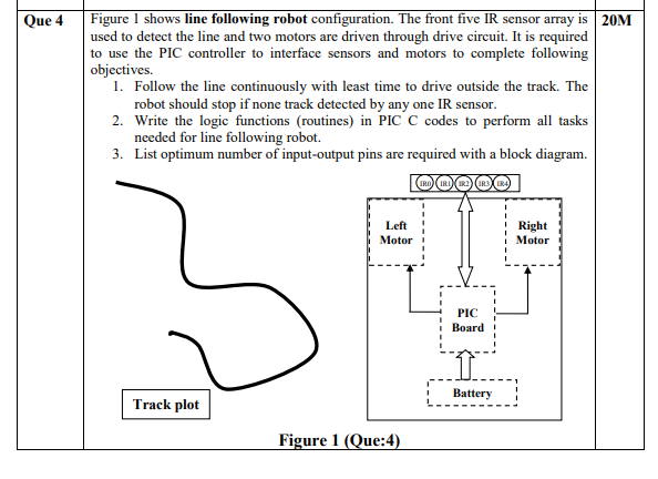 Solved Que 4 Figure 1 shows line following robot | Chegg.com