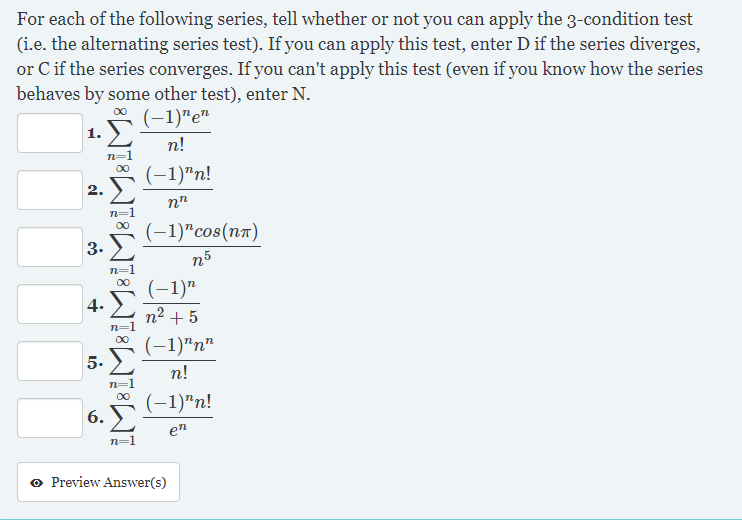 Solved For each of the following series, tell whether or not | Chegg.com