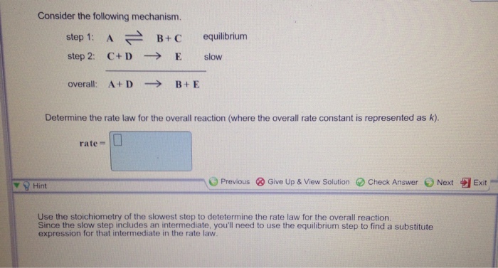 Solved Consider the following mechanism. step 1: A step 2: | Chegg.com